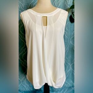 Stitch Fix 41Hawthorne White Sleeveless Layered Tie Back Top